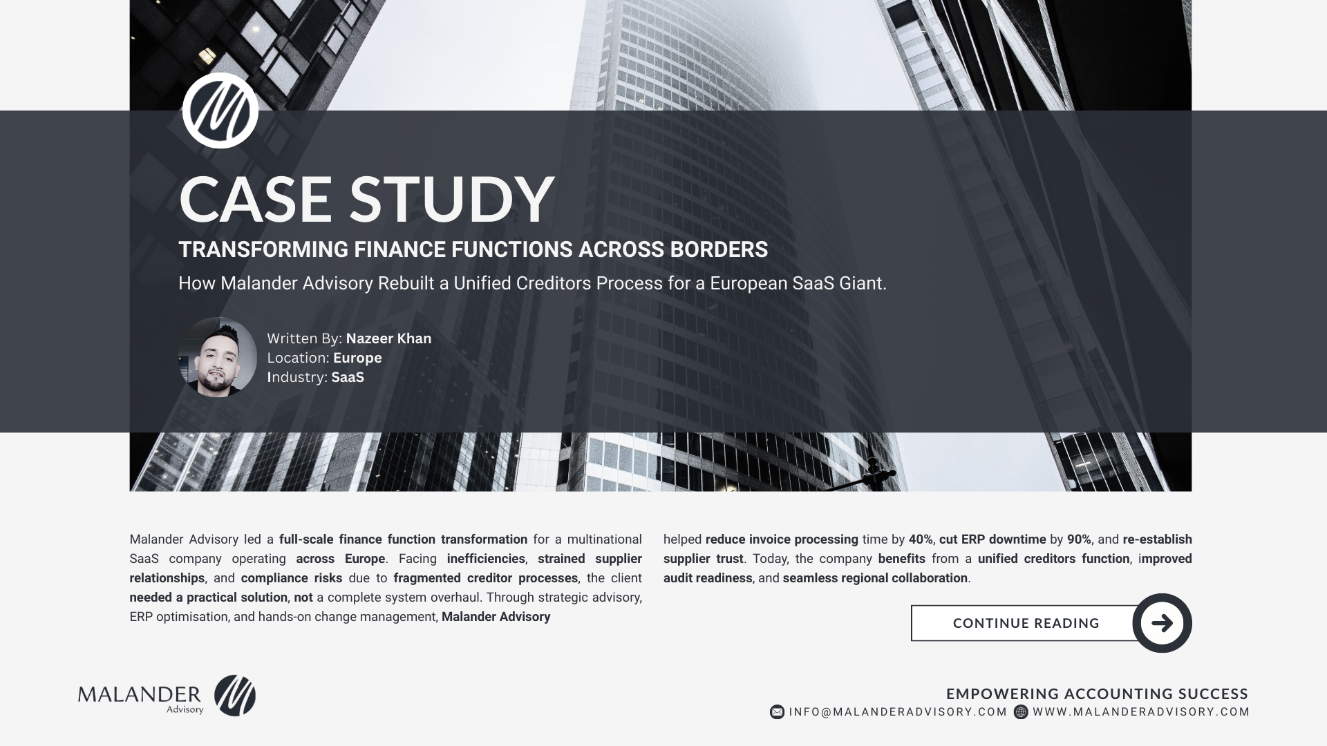 Finance Function Transformation for a Multinational SaaS in Europe